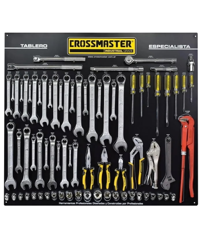 Tablero Exhibidor De Herramientas Mecánica Profesional Especialista Crossmaster 76 piezas 9962340