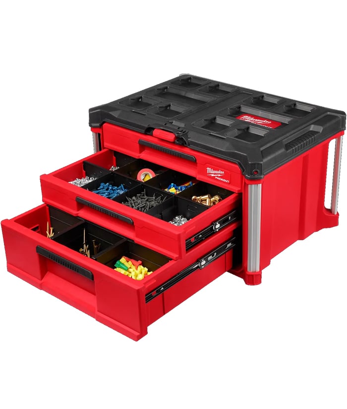 Caja Cajonera Con 3 Cajones Profundo Milwaukee Packout Rojo/Negro 48-22-8447 - Imagen 3
