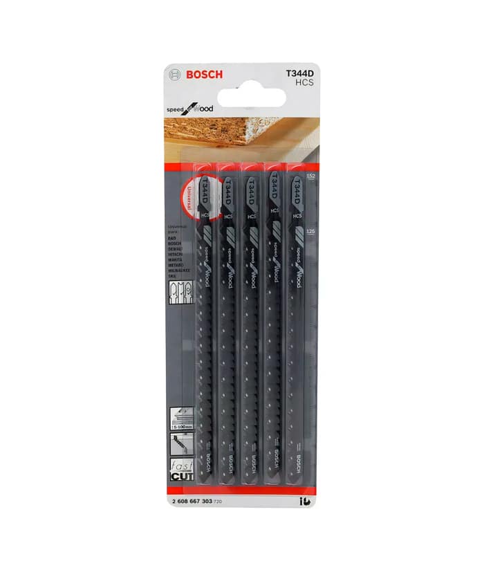 Hoja de Sierra Caladora Para Madera Corte Rápido x 5 pzs Bosch T344D - Imagen 2