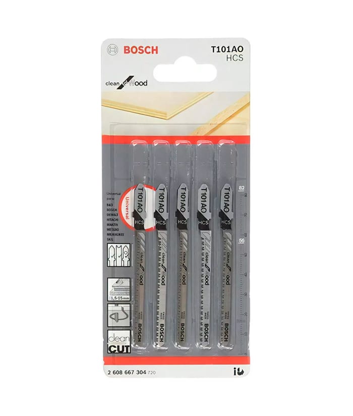Hoja de Sierra Caladora Para Madera Corte Limpio x 5 pzs Bosch T101AO - Imagen 2