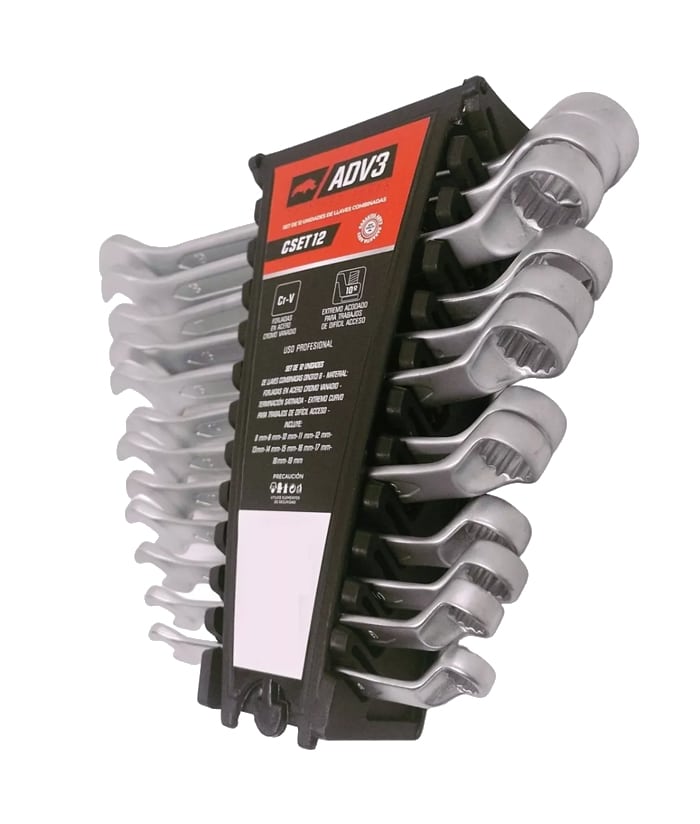 Juego Set Kit Llaves Combinadas Milimétricas x 12 Pzs ADV3 CSET12