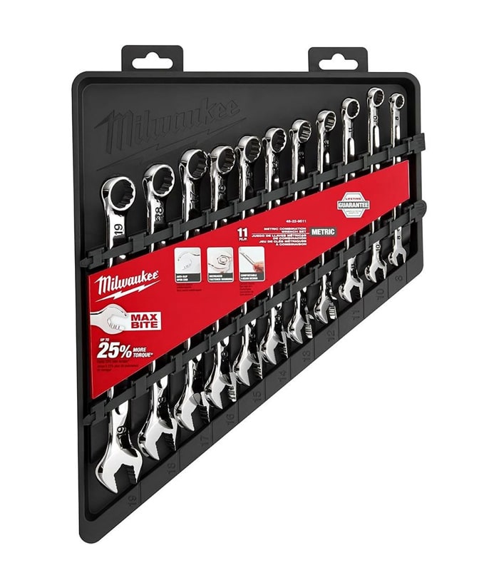 Juego Set Kit Llaves Combinadas Milimétricas x 11 Pzs Milwaukee 48-22-9511