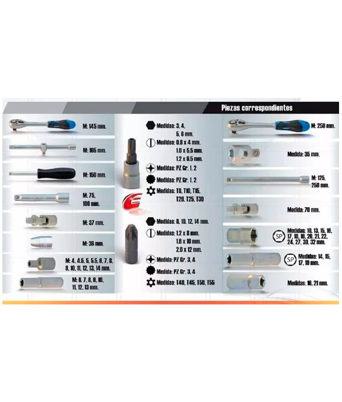Juego Set Kit de Tubos Bocallaves 1/2" y 1/4" x 85 pzs Extrapol 85L - Imagen 3