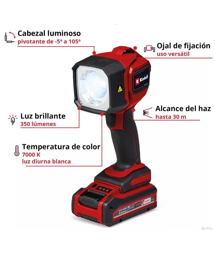 Lampara Linterna Luz Led Inálambrica a Batería 18V Einhell TC-CL 18/350 Li - Solo - Imagen 2