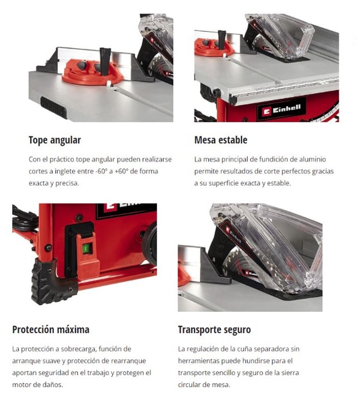Sierra Circular de Mesa de Banco Portátil Compacta 2000W TE-TS 254 T Einhell - Imagen 3