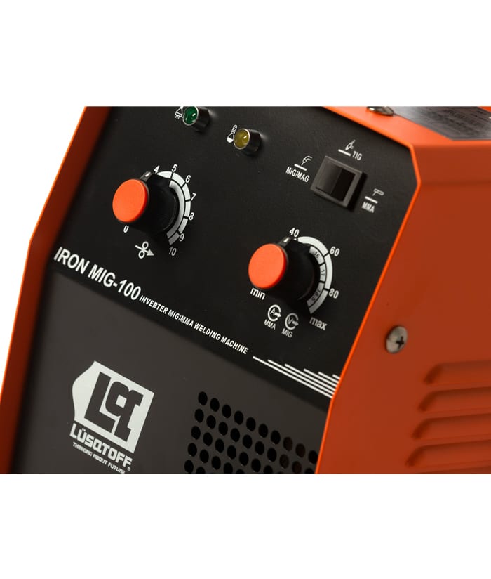 Soldadora Eléctrica Inverter Tridual MMA-MIG Lüsqtoff Naranja/Negro IRON MIG-100 - Imagen 2