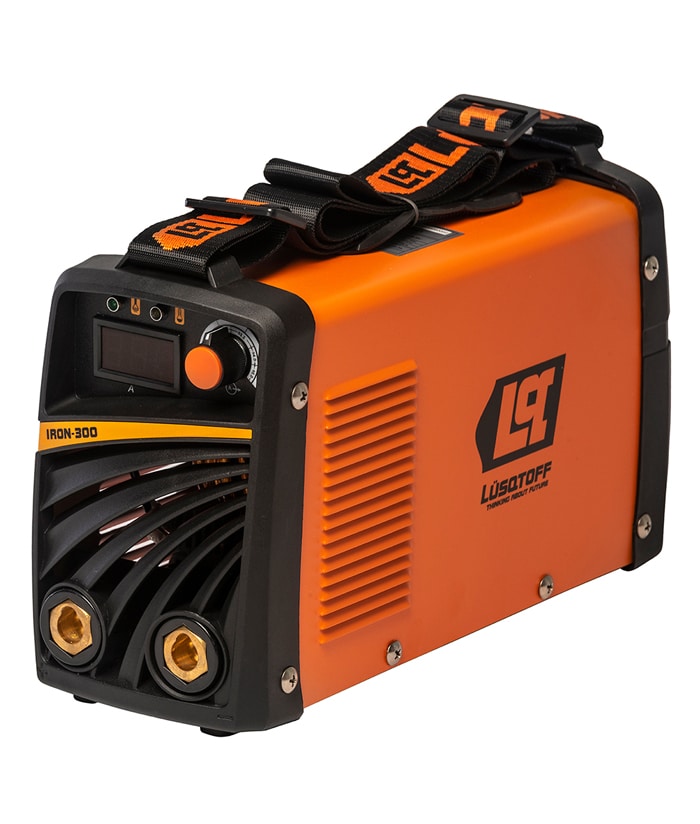 Soldadora Eléctrica Inverter 220A Amper MMA Lusqtoff Naranja/Negro IRON-300
