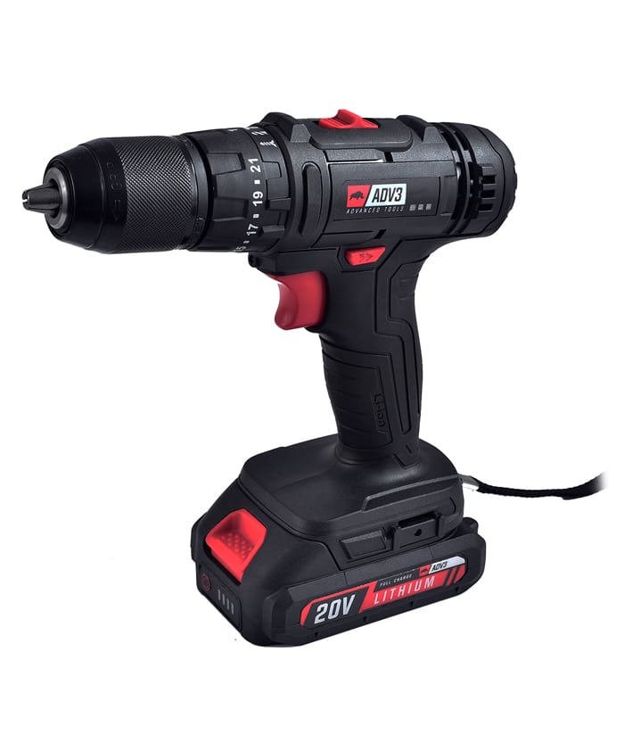Taladro Atornillador Percutor de Impacto a Batería Inalámbrico 35Nm Motor Brushless + Batería 2.0ah Amper + Cargador + Maletín ADV3 Rojo/Negro TLP20V - Imagen 2