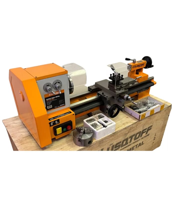 Torno Paralelo Mecánico Para Metal 520mm 550W Lusqtoff Naranja/Negro TBL-20/520 - Imagen 2