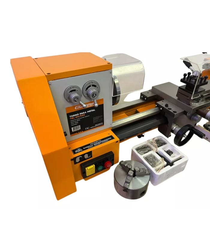 Torno Paralelo Mecánico Para Metal 520mm 550W Lusqtoff Naranja/Negro TBL-20/520 - Imagen 3