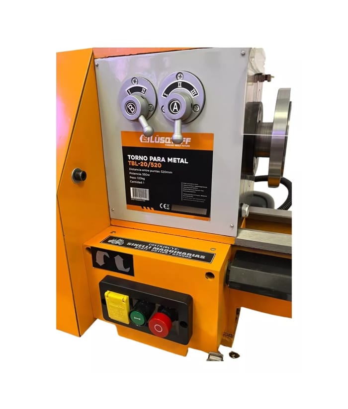 Torno Paralelo Mecánico Para Metal 520mm 550W Lusqtoff Naranja/Negro TBL-20/520 - Imagen 4