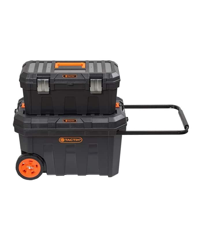 Combo Cajas Carro de Herramientas Plástica Con Ruedas 2 Cuerpos Tactix TX320310