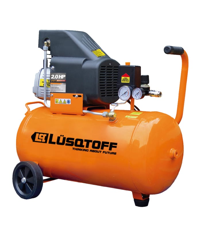 Compresor de Aire Mando Directo 2Hp 25lts + Kit Lusqtoff Naranja LC-2025BK