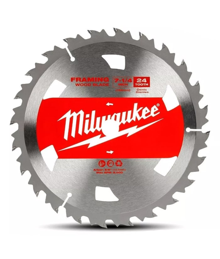 Disco Hoja Sierra Circular 7 1/4" 184mm 24 Dientes Para Madera Milwaukee 48-41-0710