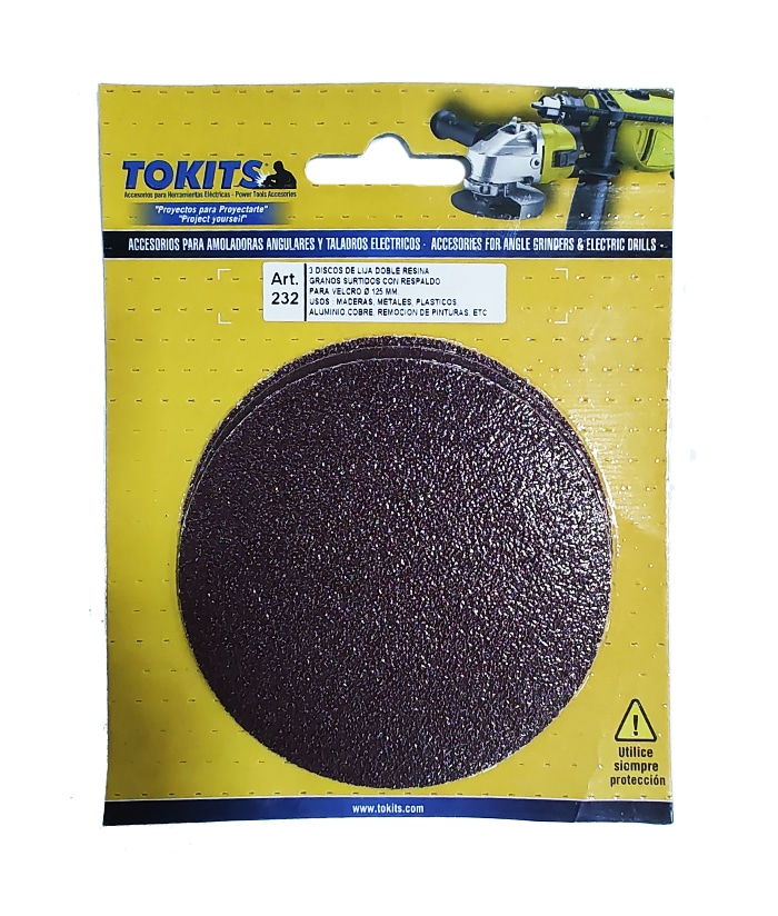 Discos de Fibra Para Amoladora 125mm x 3 Pzs Grano Surtido Tokits 232 - Imagen 2