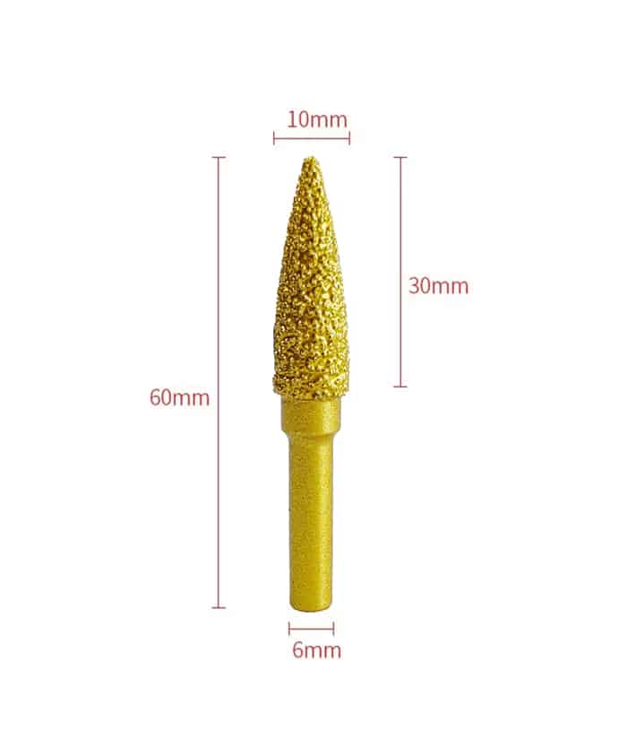 Fresa Mecha Lima Diamantada Cónica 10 x 30 x 60mm Ruhlmann RU58021 - Imagen 3
