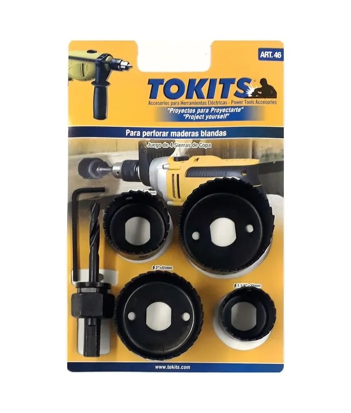 Juego Set Kit Sierras Copa Para Maderas Blandas x 4 Pzs Tokits TOK46 - Imagen 2