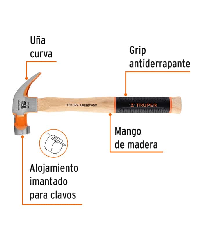 Martillo Galponero Pulido 460grs Truper MO-16 - Imagen 2