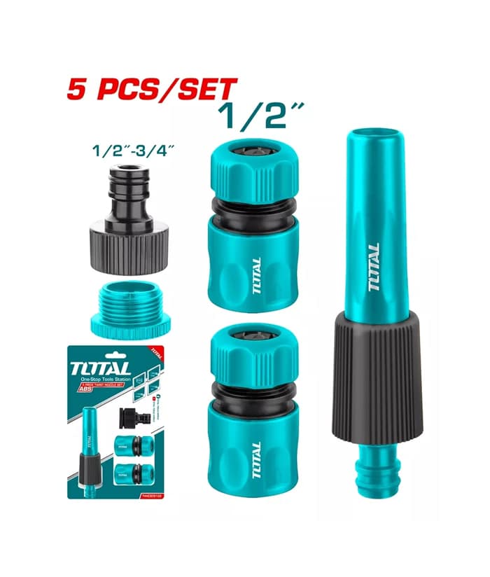 Juego Set Kit Acoples Rápidos 1/2" y Lanza Riego Total THHCS05122