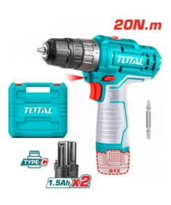 Taladro Atornillador a Batería Inalámbrico 12V 10mm 20Nm 15000Rpm + 2 Baterías 1.5Ah Amper + Maletín Total TDLI12202 Oferta