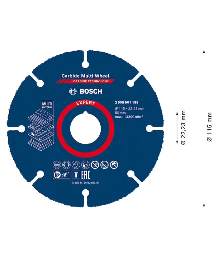 Disco de Corte Expert Carbide Multi-Wheel 115mm x 22.23mm Bosch 2608901188 - Imagen 2