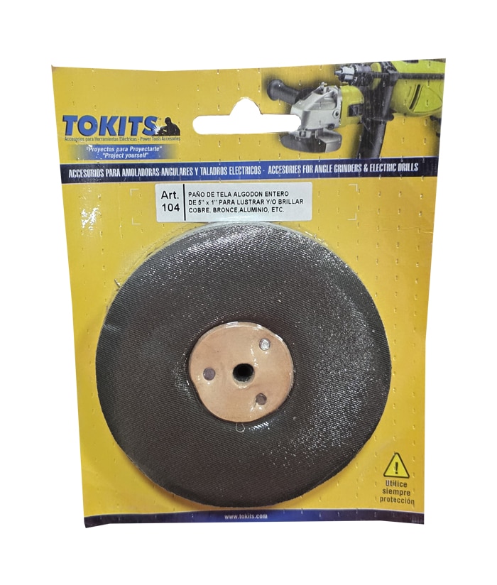 Disco Paño de Tela Algodón 5" x 1" Para Lustrar Cobre Bronce Aluminio Tokits 104 - Imagen 2