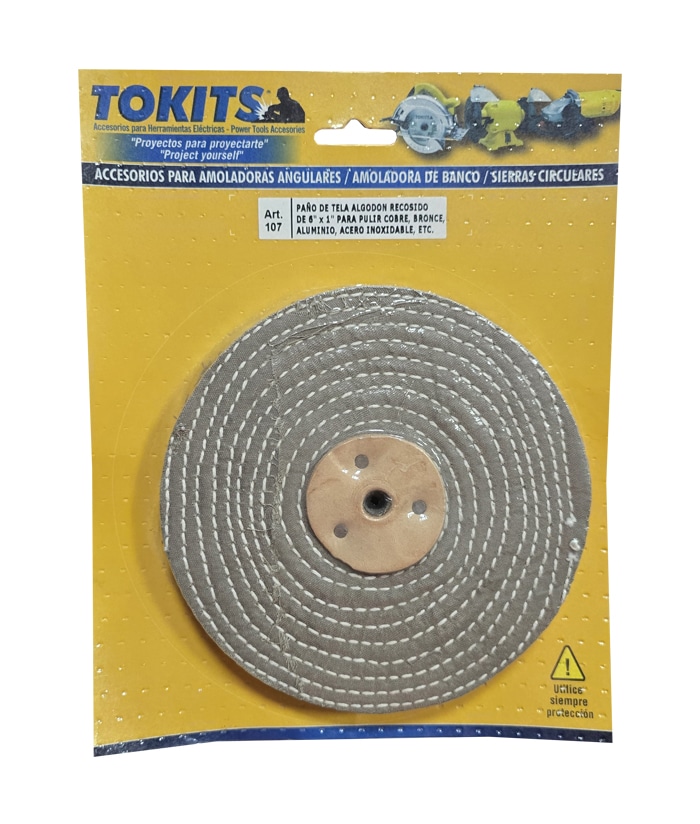 Disco Paño de Tela Algodón 6" x 1" Para Pulir Cobre Bronce Aluminio Acero Inoxidable Tokits 107 - Imagen 2