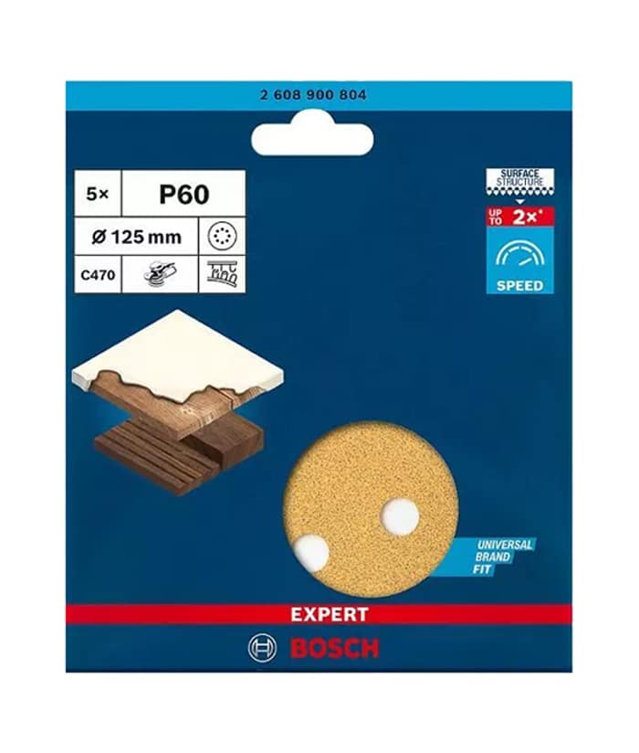 Disco de Lija Expert C470 Grano 60 x 125mm x 5 UNID. Bosch 2608900804