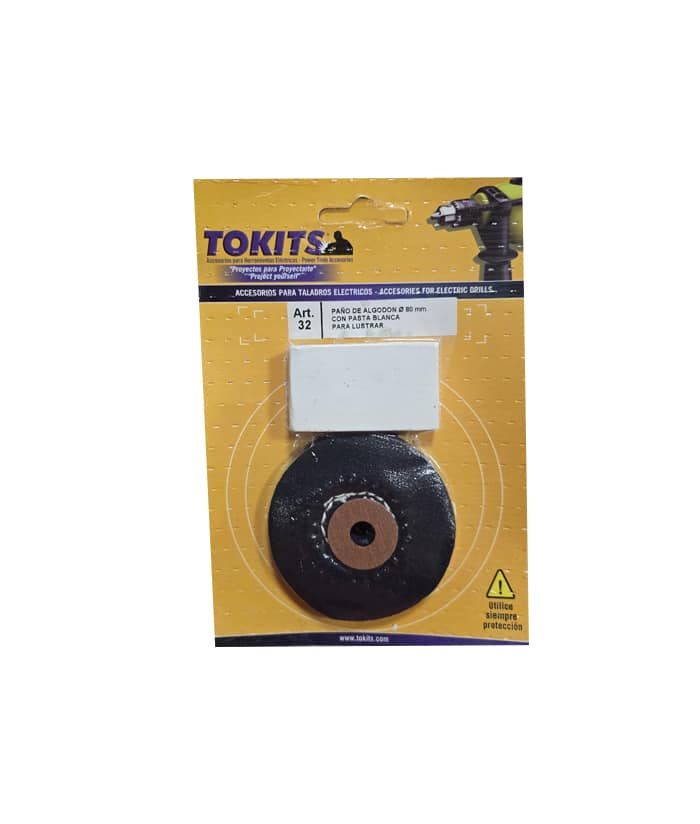 Disco Paño de Tela Con Pasta Blanca de Algodón Para Pulir Lustrar Metales 75mm Tokits 32