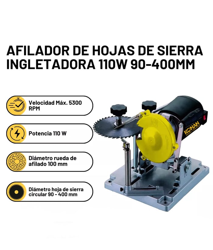Afilador de Hojas de Sierra ingletadora 110W 90-400mm Konan KADF/110 - Imagen 2