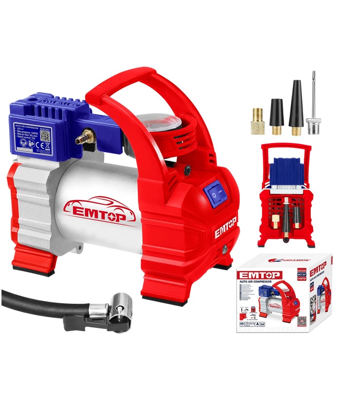 Compresor de Aire Inflador Portátil 12V 140psi Emtop EAAC3501