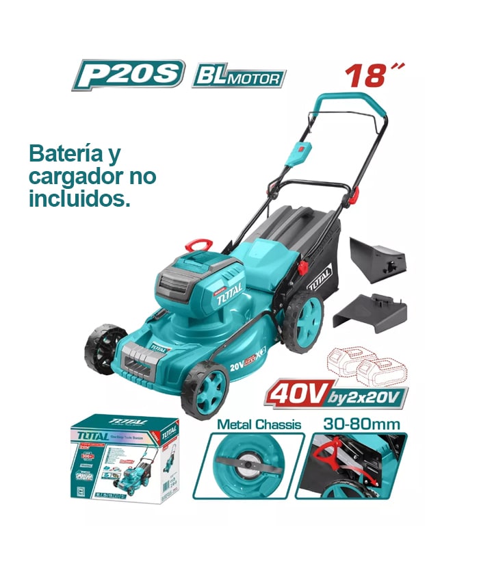 Cortadora de Pasto Césped a Batería Inalámbrica 40V Motor Brushless Total TIMLI20185