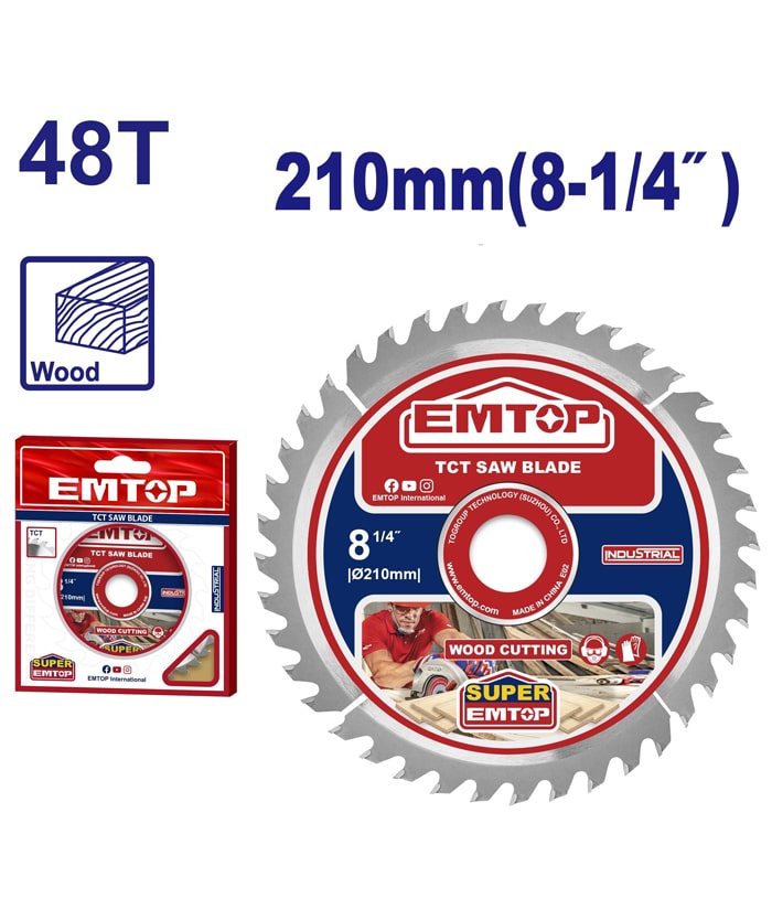 Disco Sierra Circular 8 1/4″ 210mm 40 Dientes Para Madera Emtop ETCT121022