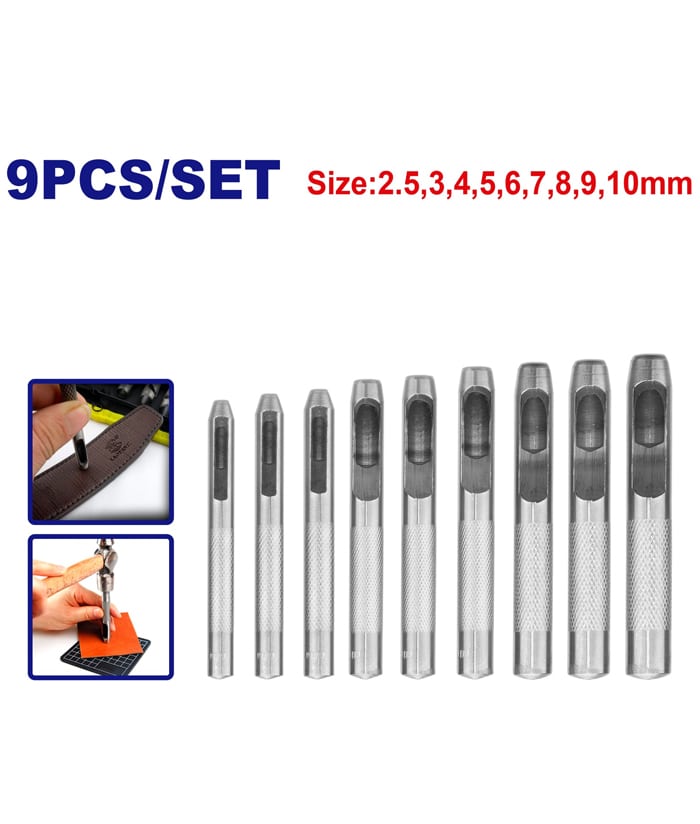 Juego Set Kit Sacabocados 2.5mm-10mm x 9pzs Emtop EMCC7509