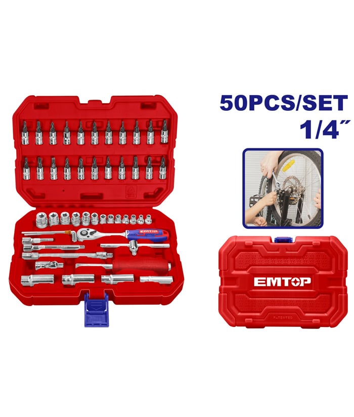 Juego Set Kit de Tubos Bocallaves 1/4" x 50pzs Emtop ESKT14501