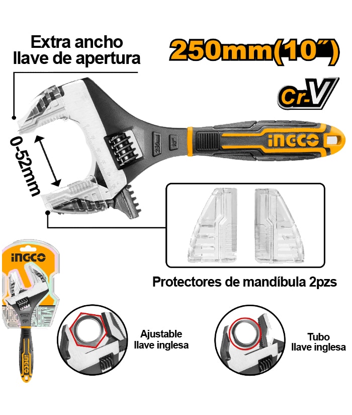 Llave Ajustable Francesa 250mm (10") 2 en 1 Ingco HADWG0810
