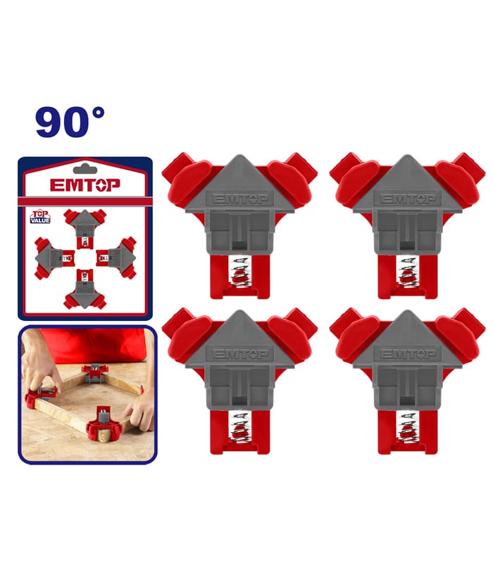 Juego Set Kit Prensas Morsas de Nylon Ángulo 90º Prensa Esquinera Escuadra Angular Ángulo Esquina Emtop EMCZ6E01