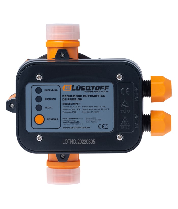 Regulador Automático de Presión 10A 10Bar Lusqtoff Naranja/NegroMPS-1 - Imagen 2