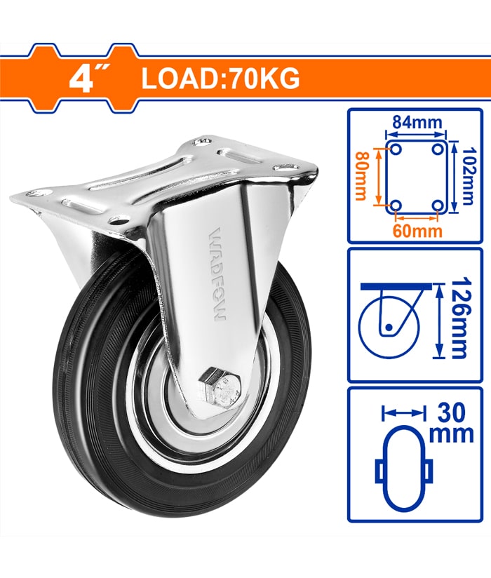Rueda Metal/Goma Rígida 4" Hasta 70ks Wadfow WJL3341