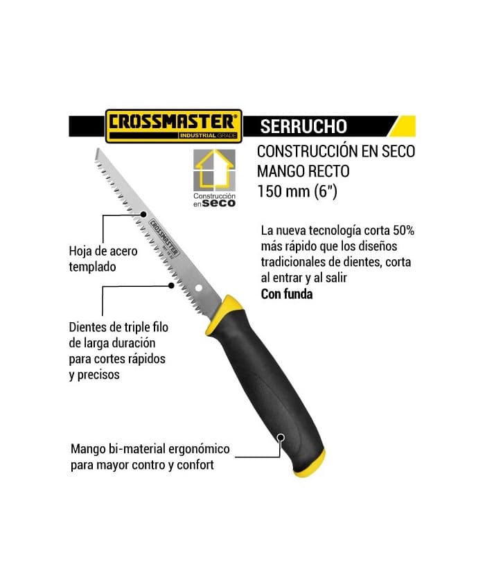 Serrucho Para Durlock Durlero 6″ 150mm Mango Recto Crossmaster 9971852 - Imagen 2