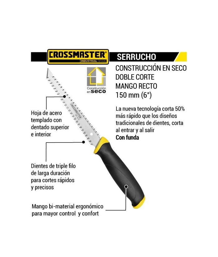 Serrucho Para Durlock Durlero 6″ 150mm Doble Corte Crossmaster 9971854 - Imagen 2
