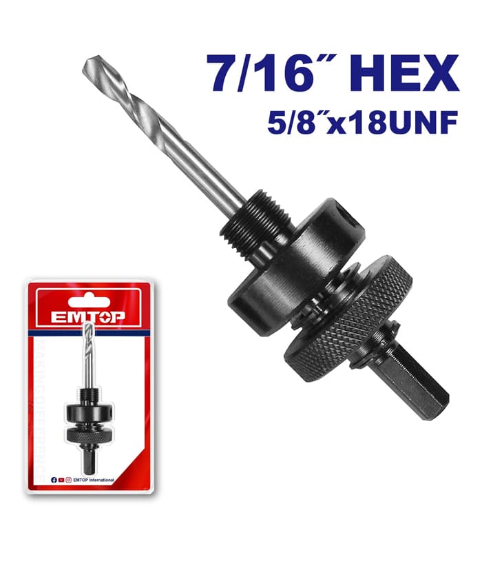 Soporte Sierra Copa 7/16" Hex. 32mm A 210mm Emtop EHSA05