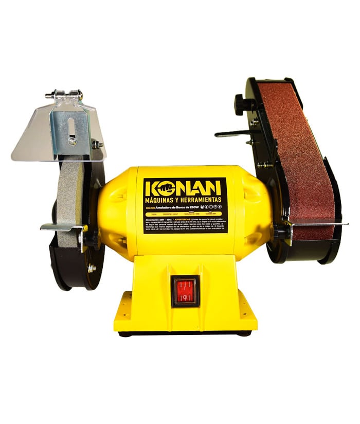 Amoladora de Banco Eléctrica 250W 150mm 6" Con Lijadora de Banda 686mm 27" Konan KABL/15050