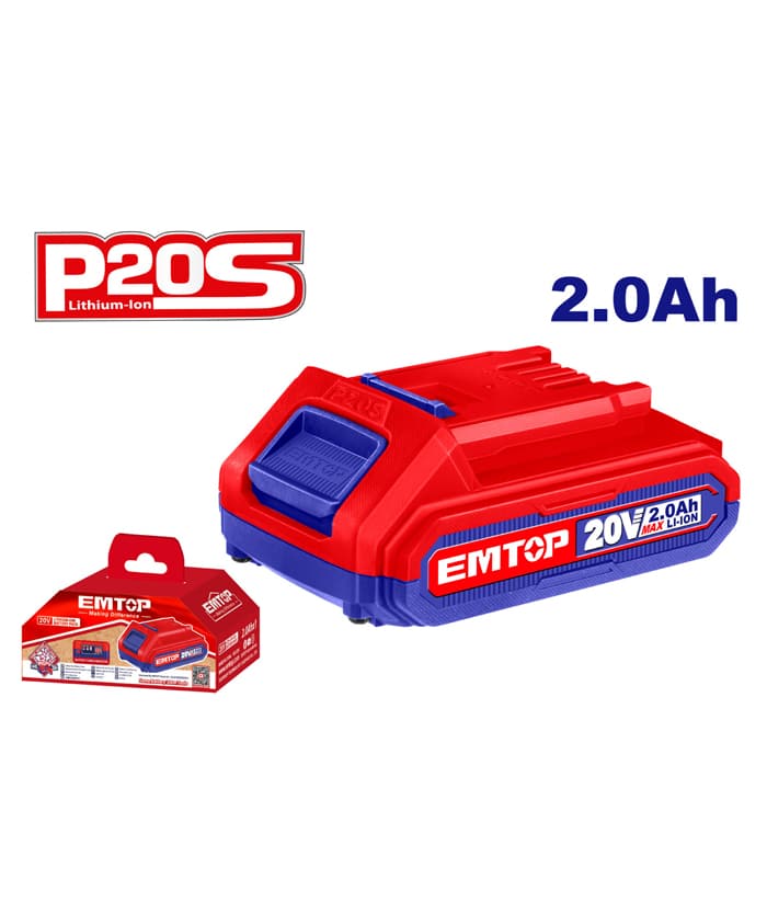 Batería 20V 2.0Ah Amper Li-Ion Emtop EBPK20011 Compatible con Ingco y Total P20S