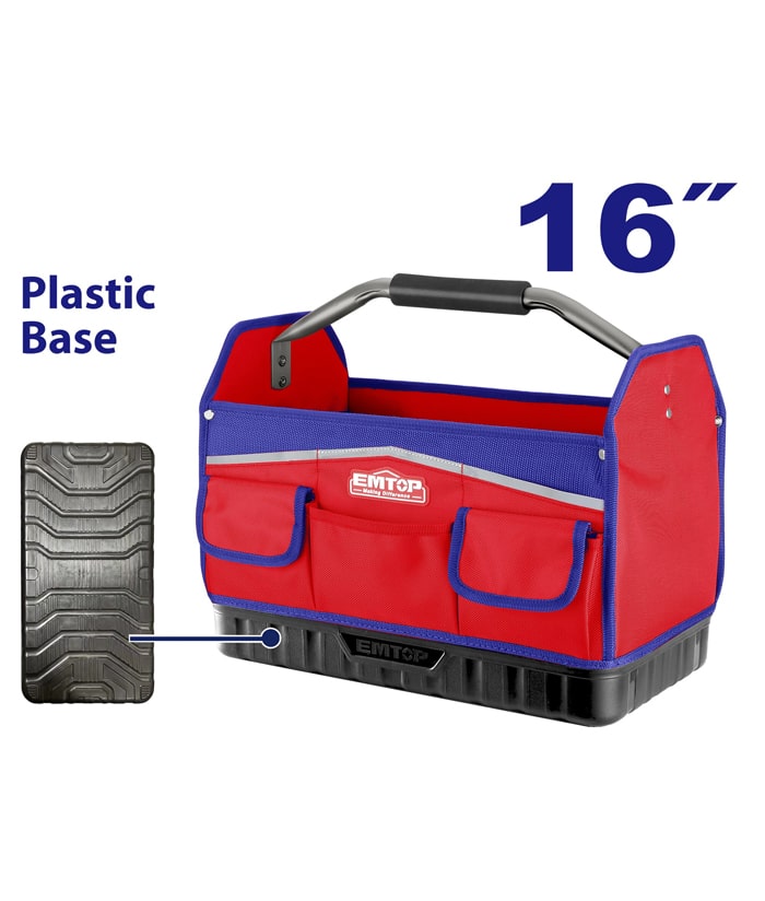 Bolso Abierto Porta Herramientas Base Rígida 16" Emtop ETBG38164