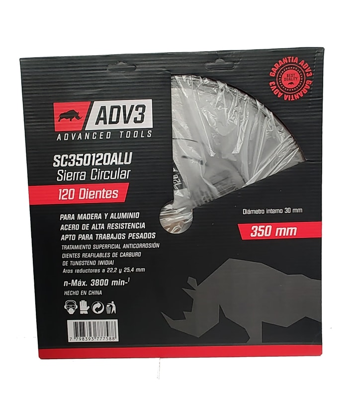 Disco Sierra Circular 8" 350mm 120 Dientes Para Madera Aluminio ADV3 SC350120ALU - Imagen 2