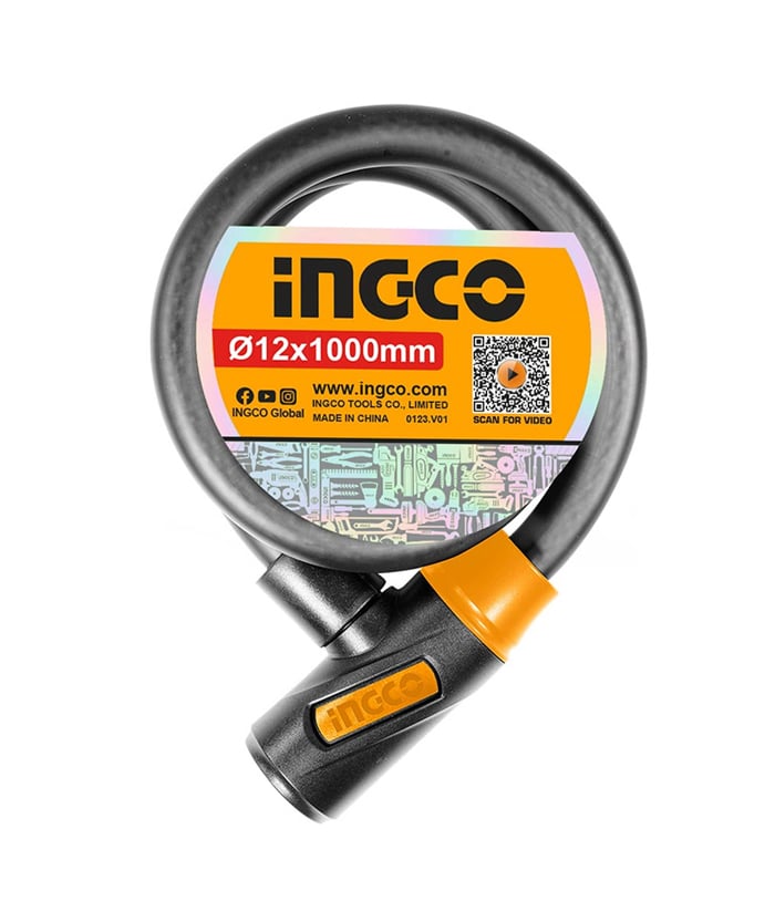Eslinga Cadena de Seguridad Bicicleta Moto 12 x 1000mm 2 Llaves Ingco DBK11210 - Imagen 2