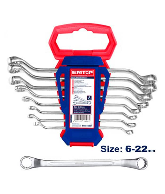 Juego Set Kit Llaves Combinadas Acodadas Milimétricas x 8pzs Emtop EFRS10801