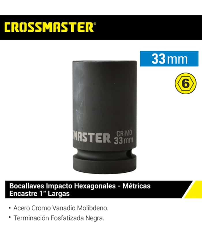 Tubo Bocallave de Impacto Largo 1" 33mm Crossmaster 9922514 - Imagen 2