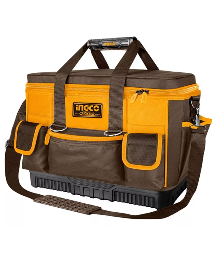 Bolso Porta Herramientas Base Rígida 16" Ingco Naranja/Amarillo HTBG10